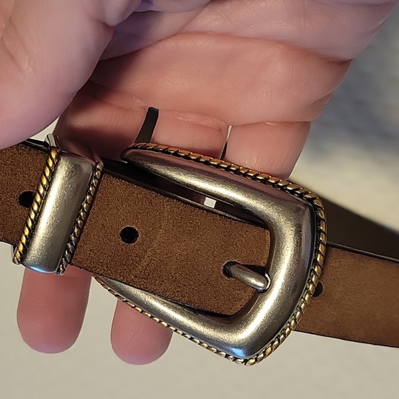 Lucky Brand Brown Leather Boho Belt with Two Tone Buckle - Picture 3 of 11
